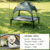 24 Inch Elevated Dog Bed with Removable Canopy UV Protection Outdoor Dog Cot Pet Bed for Camping Gray