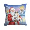 Pug with Santa Claus Throw Pillow Decorative Indoor Outdoor Accent Cushion for Couch, Bed or Patio, 18Hx18W