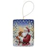 Dachshund with Santa Claus Porcelain Ornament Christmas Tree Hanging Decorations for Home Christmas Holiday, Rectangle, Gift, Multicolor