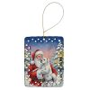 White Boxer with Santa Claus Porcelain Ornament Christmas Tree Hanging Decorations for Home Christmas Holiday, Rectangle, Gift, Multicolor