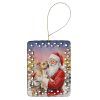 Pit Bull Terrier with Santa Claus Porcelain Ornament Christmas Tree Hanging Decorations for Home Christmas Holiday, Rectangle, Gift, Multicolor