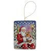 Norfolk Terrier with Santa Claus Porcelain Ornament Christmas Tree Hanging Decorations for Home Christmas Holiday, Rectangle, Gift, Multicolor