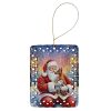 Red Miniature Pinscher with Santa Claus Porcelain Ornament Christmas Tree Hanging Decorations for Home Christmas Holiday, Rectangle, Gift, Multicolor