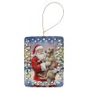 Scottish Deerhound with Santa Claus Porcelain Ornament Christmas Tree Hanging Decorations for Home Christmas Holiday, Rectangle, Gift, Multicolor