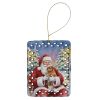 Brussels Griffon with Santa Claus Porcelain Ornament Christmas Tree Hanging Decorations for Home Christmas Holiday, Rectangle, Gift, Multicolor