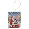 Boston Terrier with Santa Claus Porcelain Ornament Christmas Tree Hanging Decorations for Home Christmas Holiday, Rectangle, Gift, Multicolor