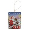 German Wirehaired Pointer with Santa Claus Porcelain Ornament Christmas Tree Hanging Decorations for Home Christmas Holiday, Rectangle, Gift