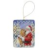 Shar Pei with Santa Claus Porcelain Ornament Christmas Tree Hanging Decorations for Home Christmas Holiday, Rectangle, Gift, Multicolor