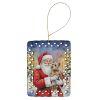 Cairn Terrier with Santa Claus Porcelain Ornament Christmas Tree Hanging Decorations for Home Christmas Holiday, Rectangle, Gift, Multicolor