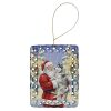 Siberian Husky with Santa Claus Porcelain Ornament Christmas Tree Hanging Decorations for Home Christmas Holiday, Rectangle, Gift, Multicolor