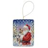Yorkie with Santa Claus Porcelain Ornament Christmas Tree Hanging Decorations for Home Christmas Holiday, Rectangle, Gift, Multicolor