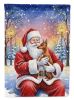 Red Miniature Pinscher with Santa Claus House Flag Large Porch Sleeve Pole Decorative Outside Yard Banner Artwork Wall Hanging, Polyester, House Size