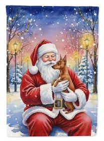 Red Miniature Pinscher with Santa Claus House Flag Large Porch Sleeve Pole Decorative Outside Yard Banner Artwork Wall Hanging, Polyester, House Size