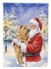 Shar Pei with Santa Claus House Flag Large Porch Sleeve Pole Decorative Outside Yard Banner Artwork Wall Hanging, Polyester, House Size, Multicolor
