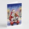 Basset Hound with Santa Claus Greeting Cards Pack of 8 Blank Cards with Envelopes Whimsical A7 Size 5x7