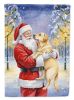 Yellow Labrador Retriever with Santa Claus House Flag Large Porch Sleeve Pole Decorative Outside Yard Banner Artwork Wall Hanging, Polyester