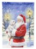 Maltese with Santa Claus House Flag Large Porch Sleeve Pole Decorative Outside Yard Banner Artwork Wall Hanging, Polyester, House Size, Multicolor