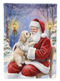 Maltipoo with Santa Claus House Flag Large Porch Sleeve Pole Decorative Outside Yard Banner Artwork Wall Hanging, Polyester, House Size, Multicolor
