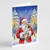 Shih Tzu with Santa Claus Greeting Cards Pack of 8 Blank Cards with Envelopes Whimsical A7 Size 5x7
