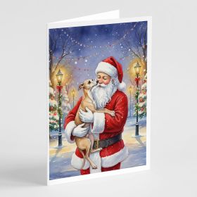 Italian Greyhound with Santa Claus Greeting Cards Pack of 8 Blank Cards with Envelopes Whimsical A7 Size 5x7