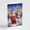 Chocolate Labradoodle with Santa Claus Greeting Cards Pack of 8 Blank Cards with Envelopes Whimsical A7 Size 5x7