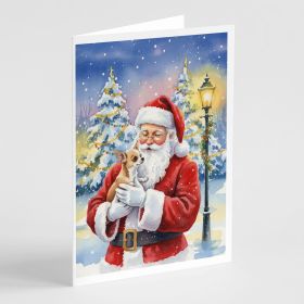 Chihuahua with Santa Claus Greeting Cards Pack of 8 Blank Cards with Envelopes Whimsical A7 Size 5x7