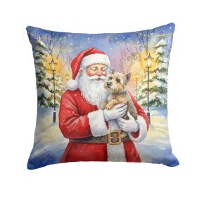 Cairn Terrier with Santa Claus Throw Pillow Decorative Indoor Outdoor Accent Cushion for Couch, Bed or Patio, 14Hx14W
