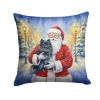 Black Pomeranian with Santa Claus Throw Pillow Decorative Indoor Outdoor Accent Cushion for Couch, Bed or Patio, 14Hx14W