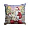 Bearded Collie with Santa Claus Throw Pillow Decorative Indoor Outdoor Accent Cushion for Couch, Bed or Patio, 14Hx14W