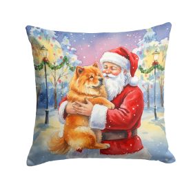 Chow Chow with Santa Claus Throw Pillow Decorative Indoor Outdoor Accent Cushion for Couch, Bed or Patio, 14Hx14W