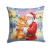 Chow Chow with Santa Claus Throw Pillow Decorative Indoor Outdoor Accent Cushion for Couch, Bed or Patio, 18Hx18W