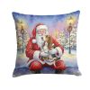 Basset Hound with Santa Claus Throw Pillow Decorative Indoor Outdoor Accent Cushion for Couch, Bed or Patio, 14Hx14W