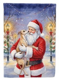 Italian Greyhound with Santa Claus House Flag Large Porch Sleeve Pole Decorative Outside Yard Banner Artwork Wall Hanging, Polyester, House Size