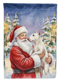 Bull Terrier with Santa Claus House Flag Large Porch Sleeve Pole Decorative Outside Yard Banner Artwork Wall Hanging, Polyester, House Size