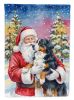 Bernese Mountain Dog with Santa Claus House Flag Large Porch Sleeve Pole Decorative Outside Yard Banner Artwork Wall Hanging, Polyester, House Size