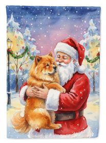 Chow Chow with Santa Claus House Flag Large Porch Sleeve Pole Decorative Outside Yard Banner Artwork Wall Hanging, Polyester, House Size, Multicolor