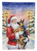 German Shepherd with Santa Claus House Flag Large Porch Sleeve Pole Decorative Outside Yard Banner Artwork Wall Hanging, Polyester, House Size