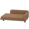 Dog Bed for Large Breeds, Soft Velvet Dog Couch with Removable Cushion, Backrest, Armrest and Low Feet, Brown
