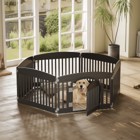 24 Inch Durable Lightweight Pet Playpen, 6 Panels Plastic Dog Fence with Lockable Door and Non- Slip Bottom, SuitableforSmall to MediumPets