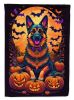 German Shepherd Witchy Halloween House Flag Large Porch Sleeve Pole Decorative Outside Yard Banner Artwork Wall Hanging, Polyester, House Size