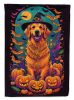 Golden Retriever Witchy Halloween House Flag Large Porch Sleeve Pole Decorative Outside Yard Banner Artwork Wall Hanging, Polyester, House Size