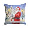 Westie with Santa Claus Throw Pillow Decorative Indoor Outdoor Accent Cushion for Couch, Bed or Patio, 18Hx18W