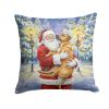 Rhodesian Ridgeback with Santa Claus Throw Pillow Decorative Indoor Outdoor Accent Cushion for Couch, Bed or Patio, 18Hx18W