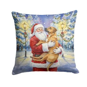 Rhodesian Ridgeback with Santa Claus Throw Pillow Decorative Indoor Outdoor Accent Cushion for Couch, Bed or Patio, 18Hx18W
