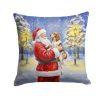 English Setter with Santa Claus Throw Pillow Decorative Indoor Outdoor Accent Cushion for Couch, Bed or Patio, 18Hx18W