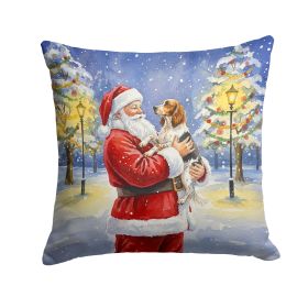 English Setter with Santa Claus Throw Pillow Decorative Indoor Outdoor Accent Cushion for Couch, Bed or Patio, 18Hx18W