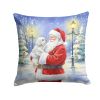 Maltese with Santa Claus Throw Pillow Decorative Indoor Outdoor Accent Cushion for Couch, Bed or Patio, 18Hx18W