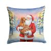 Redbone Coonhound with Santa Claus Throw Pillow Decorative Indoor Outdoor Accent Cushion for Couch, Bed or Patio, 18Hx18W