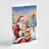 Shiba Inu with Santa Claus Greeting Cards Pack of 8 Blank Cards with Envelopes Whimsical A7 Size 5x7