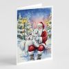 Samoyed with Santa Claus Greeting Cards Pack of 8 Blank Cards with Envelopes Whimsical A7 Size 5x7